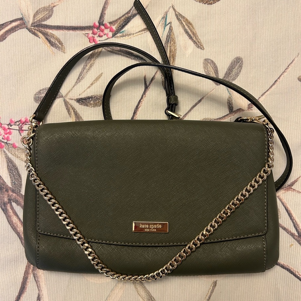 Kate Spade Olive Crossbody Bag with Chain Strap